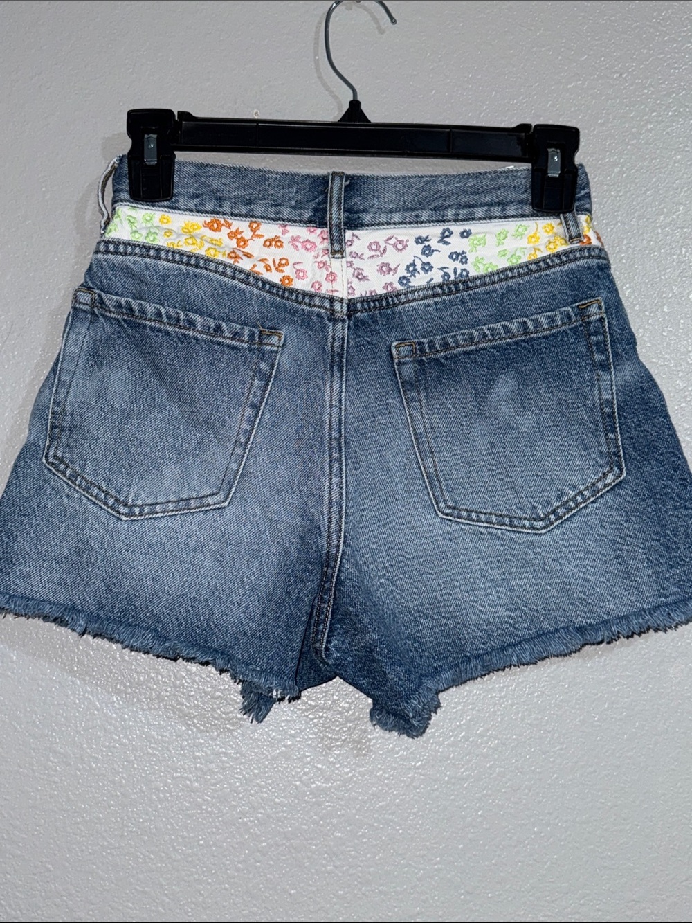 PacSun ultra high rise shorts with Rainbow Floral embroidered